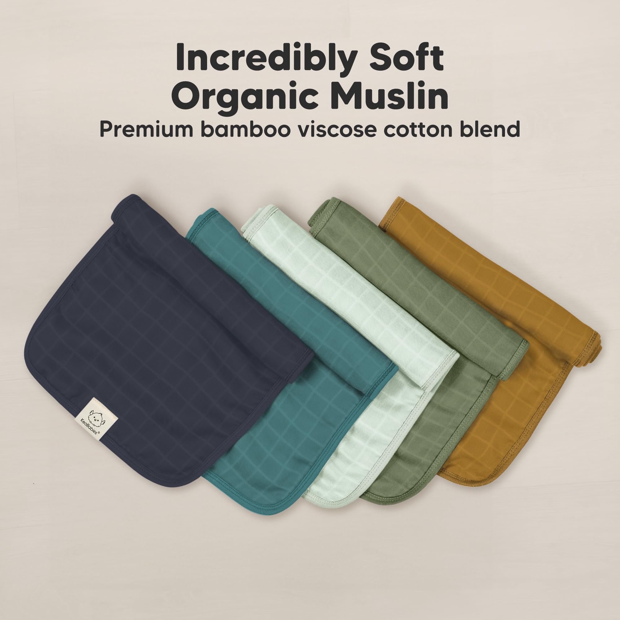 KeaBabies Lumi burp cloths stay smooth, shrink-resistant and easy to care for.