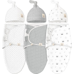 KeaBabies Nordic swaddles with hats 3-pack, cozy and secure for newborns