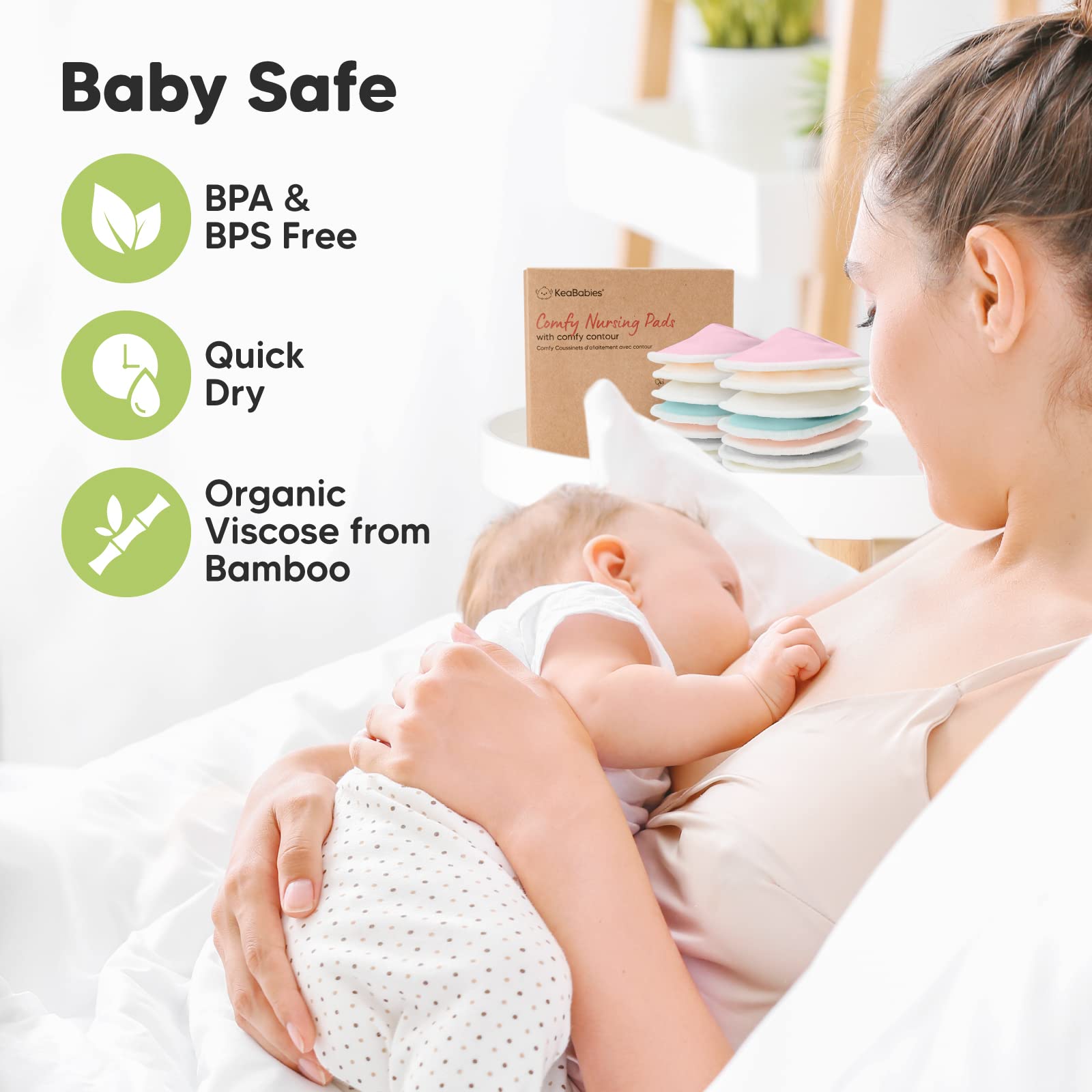 KeaBabies nursing pads worn under a bra for discreet daily wear