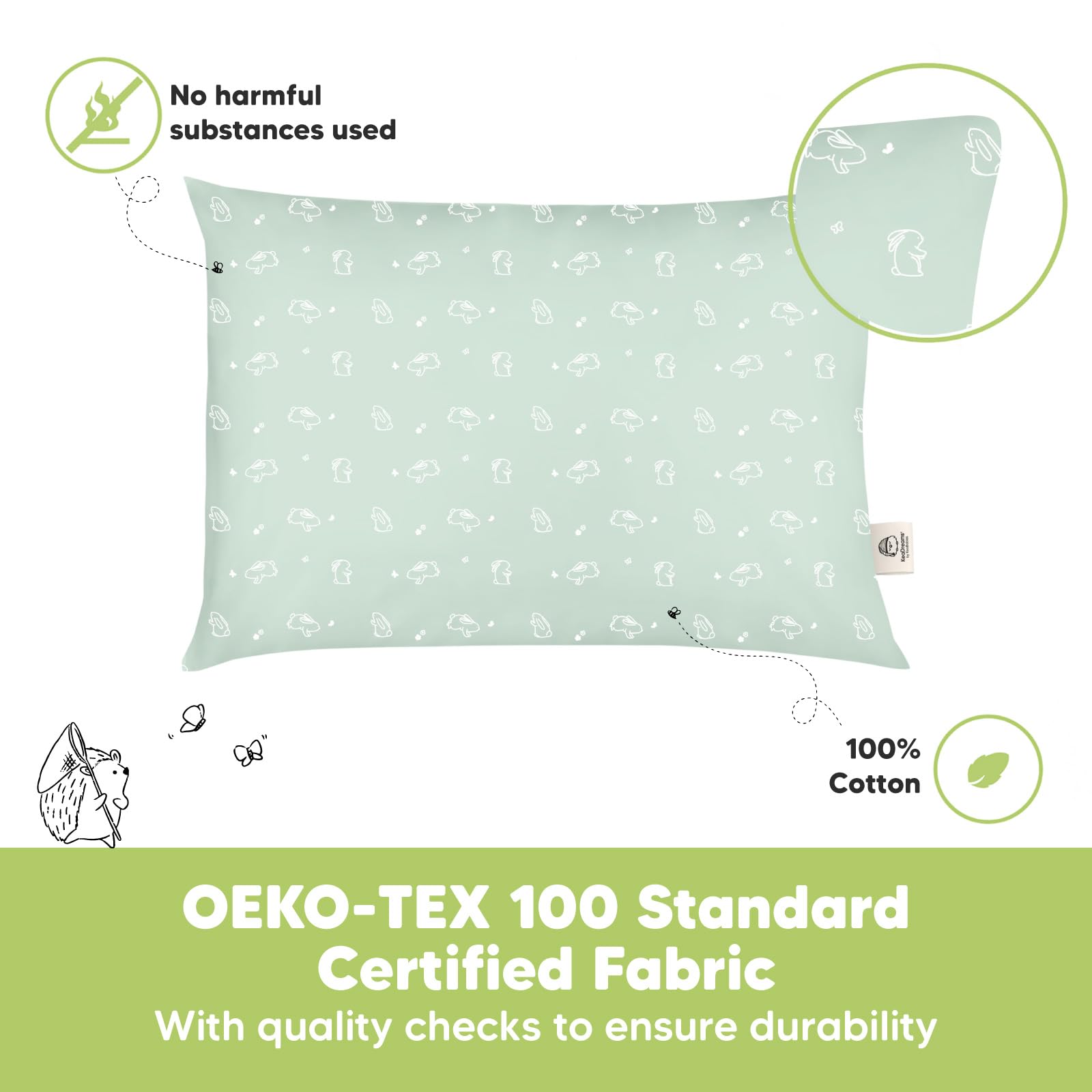 OEKO-TEX 100 certified KeaBabies cotton shell for breathable use
