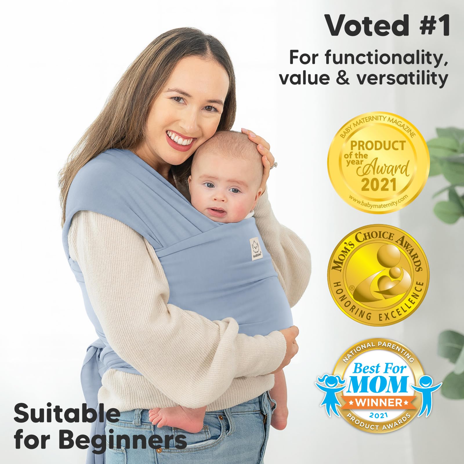 KeaBabies infant sling one-size-fits-all for new to babywearing parents