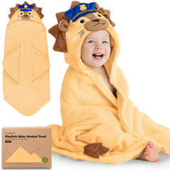 KeaBabies organic hooded towel Leo wraps newborns in soft warmth after baths