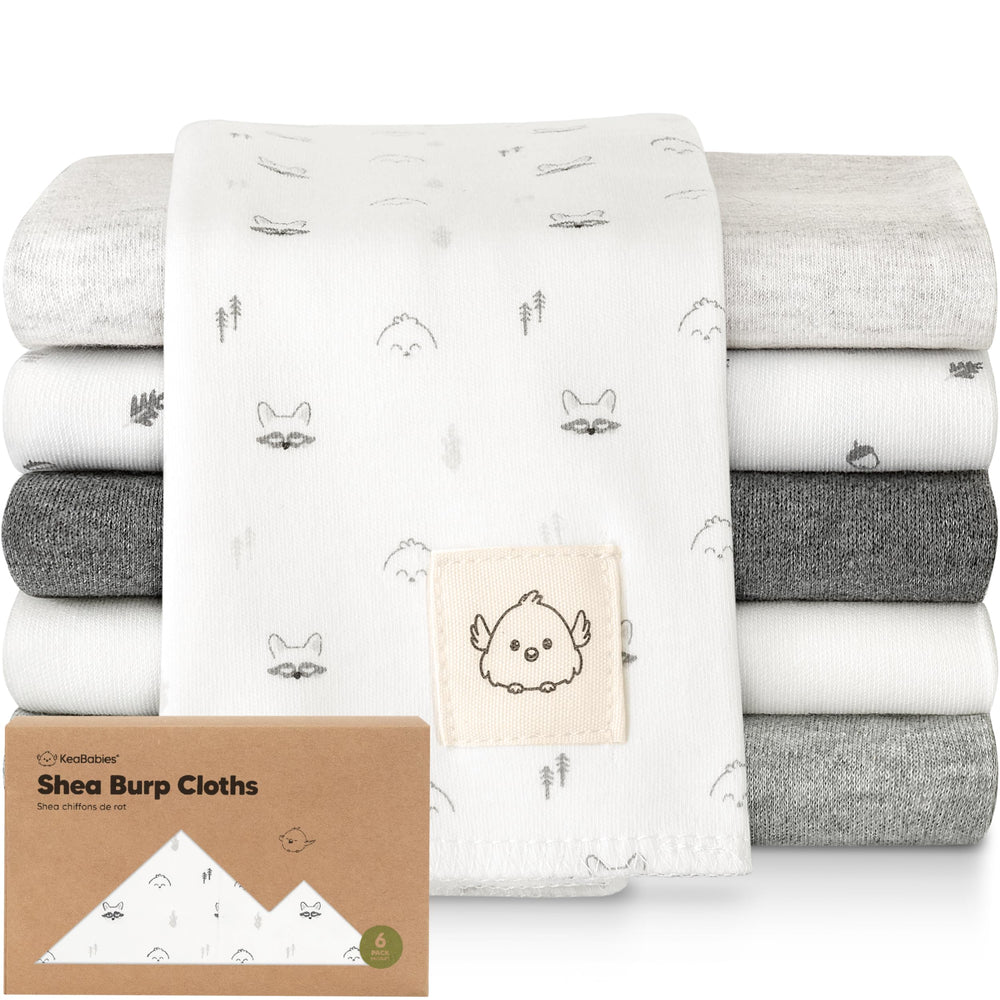 KeaBabies organic burp cloths, 20x12 size, ideal for comfortable burping.