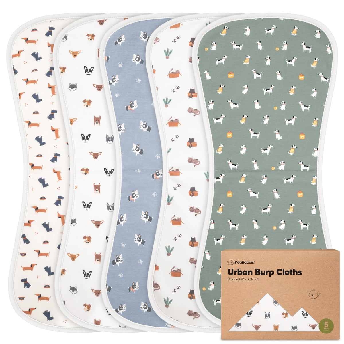 KeaBabies Organic Burp Cloths 5-pack close-up showing soft cotton for gentle use