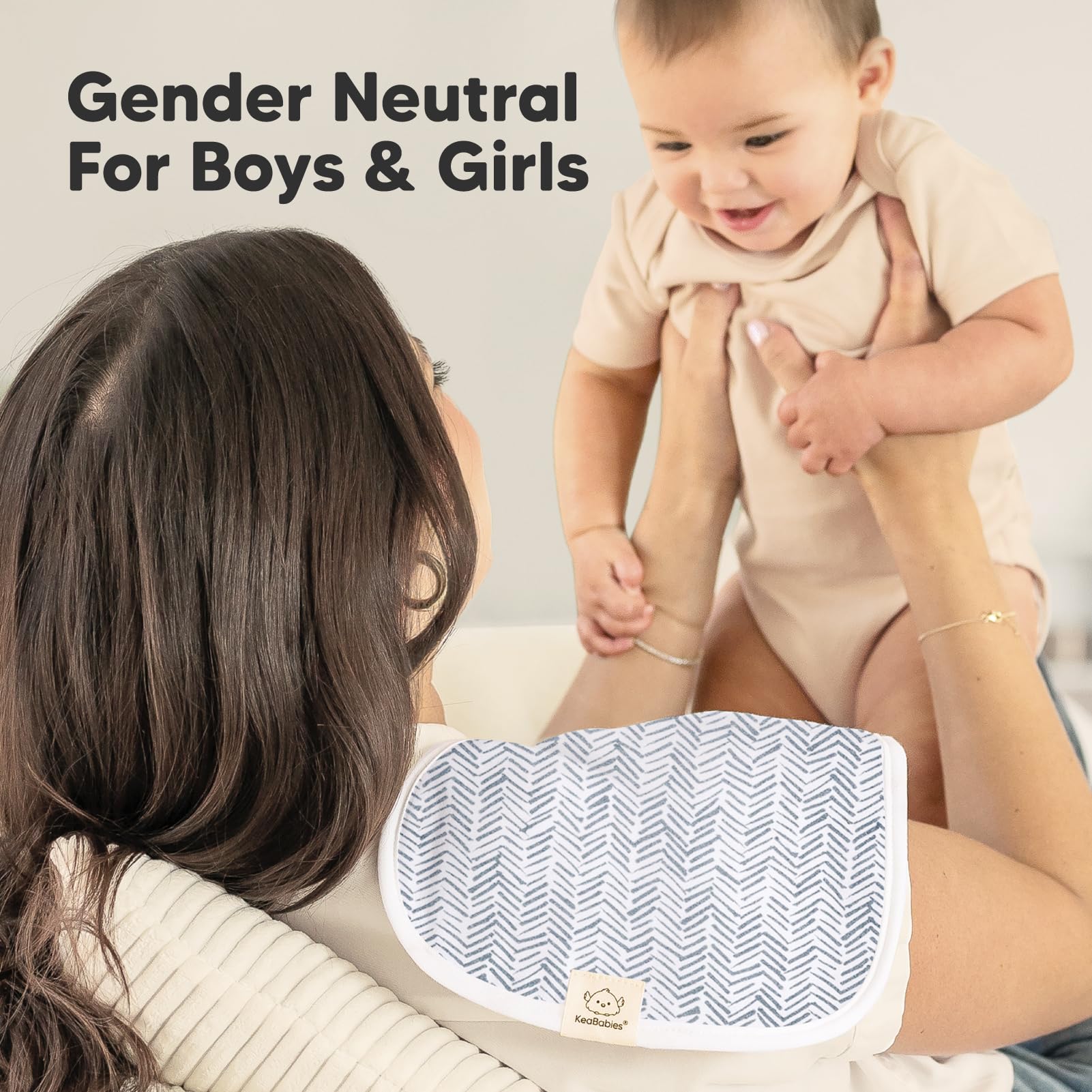 Easy-care machine washable KeaBabies burp cloths
