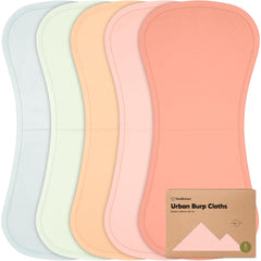 KeaBabies 5-pack burp cloths in packaging, a convenient starter set for busy families.