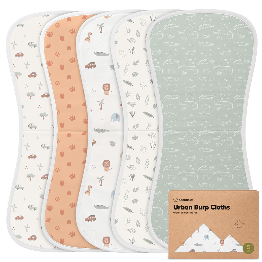 KeaBabies burp cloths with three-layer design for reliable absorption.