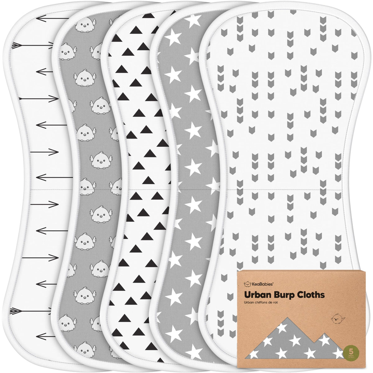 KeaBabies Organic Burp Cloths with figure-8 coverage for secure shoulder protection