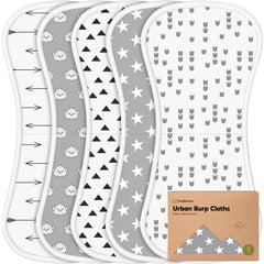 KeaBabies Organic Burp Cloths with figure-8 coverage for secure shoulder protection