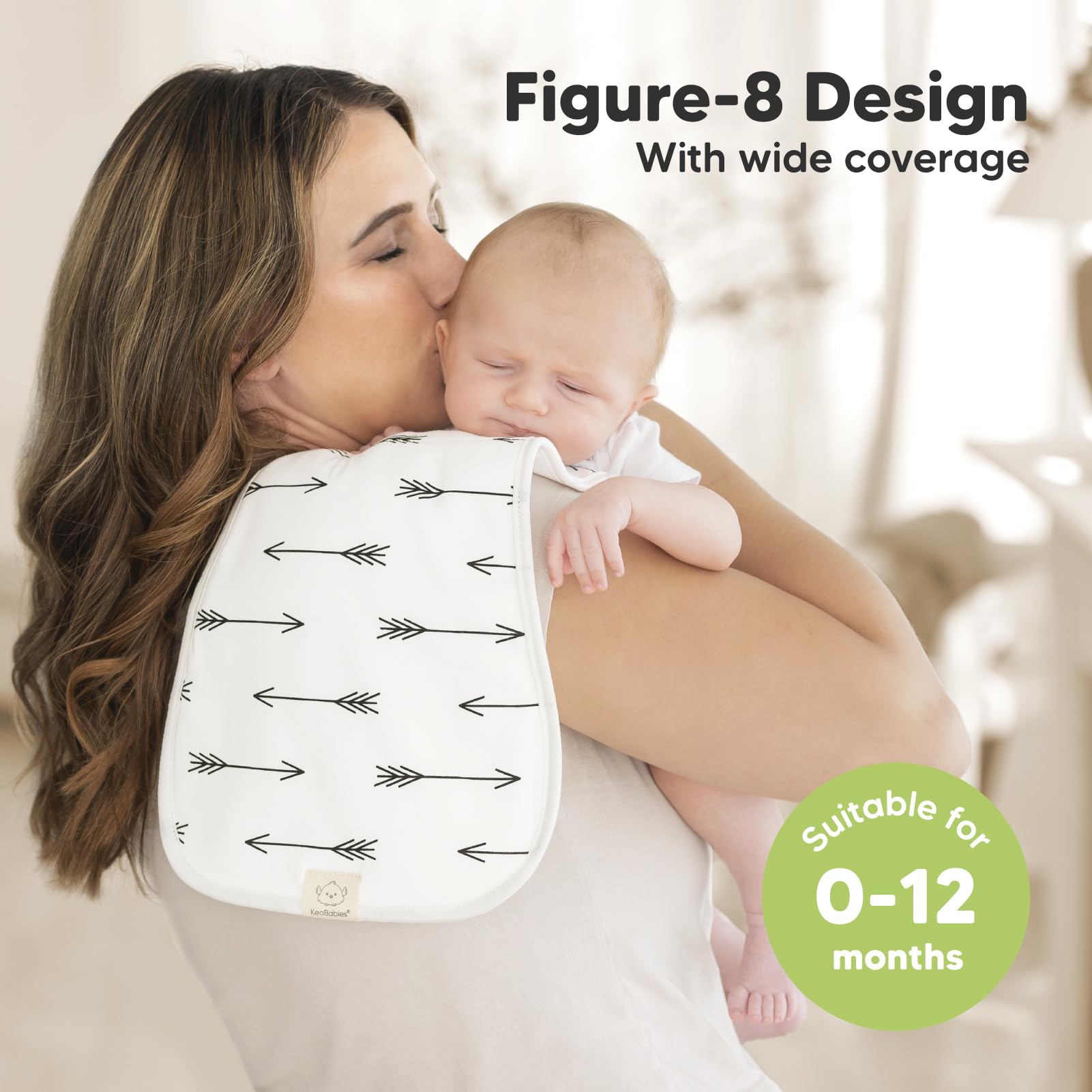 KeaBabies GOTS-certified cotton burp cloths for gentle newborn use