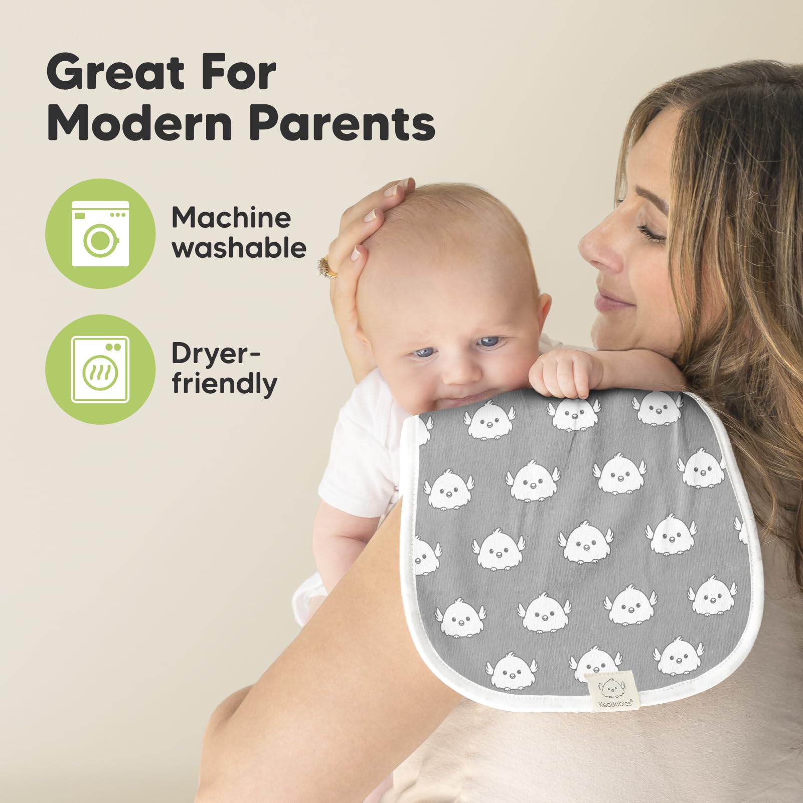 KeaBabies Grayscape tone burp cloths complement daily wear