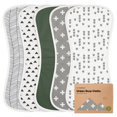 KeaBabies organic burp cloths pack shot, ideal for everyday baby care.