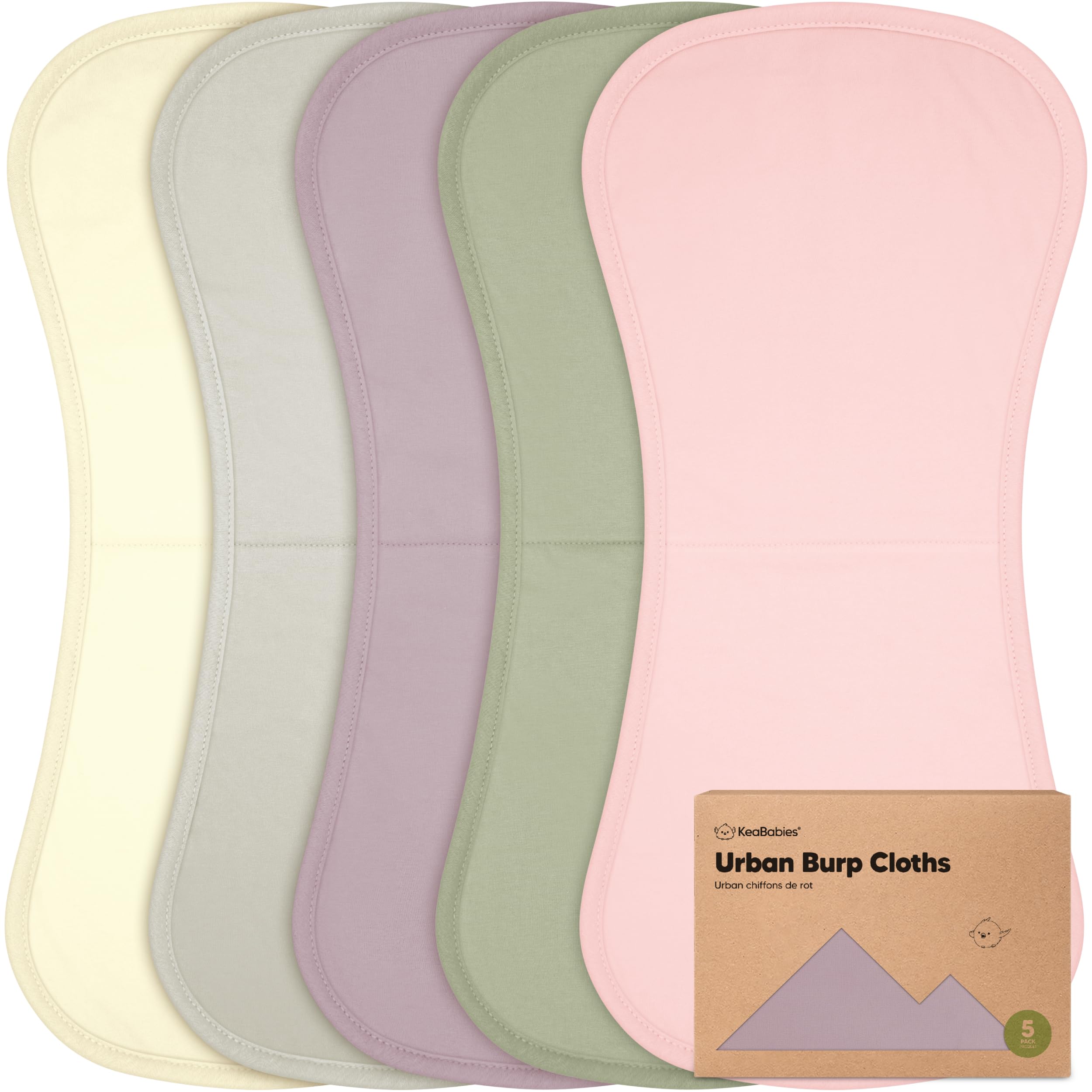 KeaBabies organic burp cloths 5-pack, urban design for secure feeding moments.