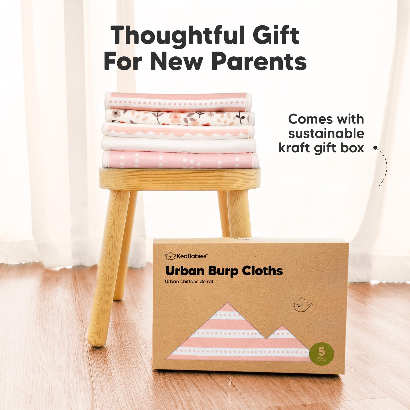 KeaBabies Easy-care burp cloths stay plush after machine washing.