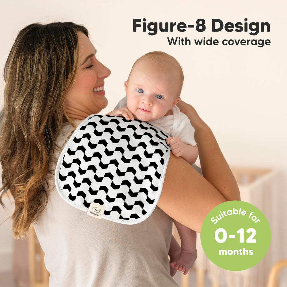 Figure-8 shoulder coverage design on KeaBabies burp cloths