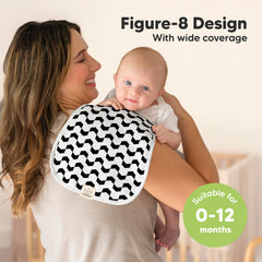 Figure-8 shoulder coverage design on KeaBabies burp cloths