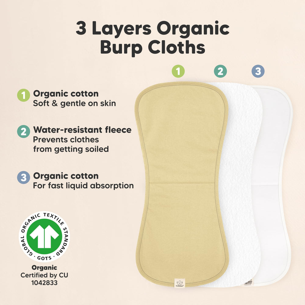 KeaBabies soft plush cotton burp cloths soothe baby skin.