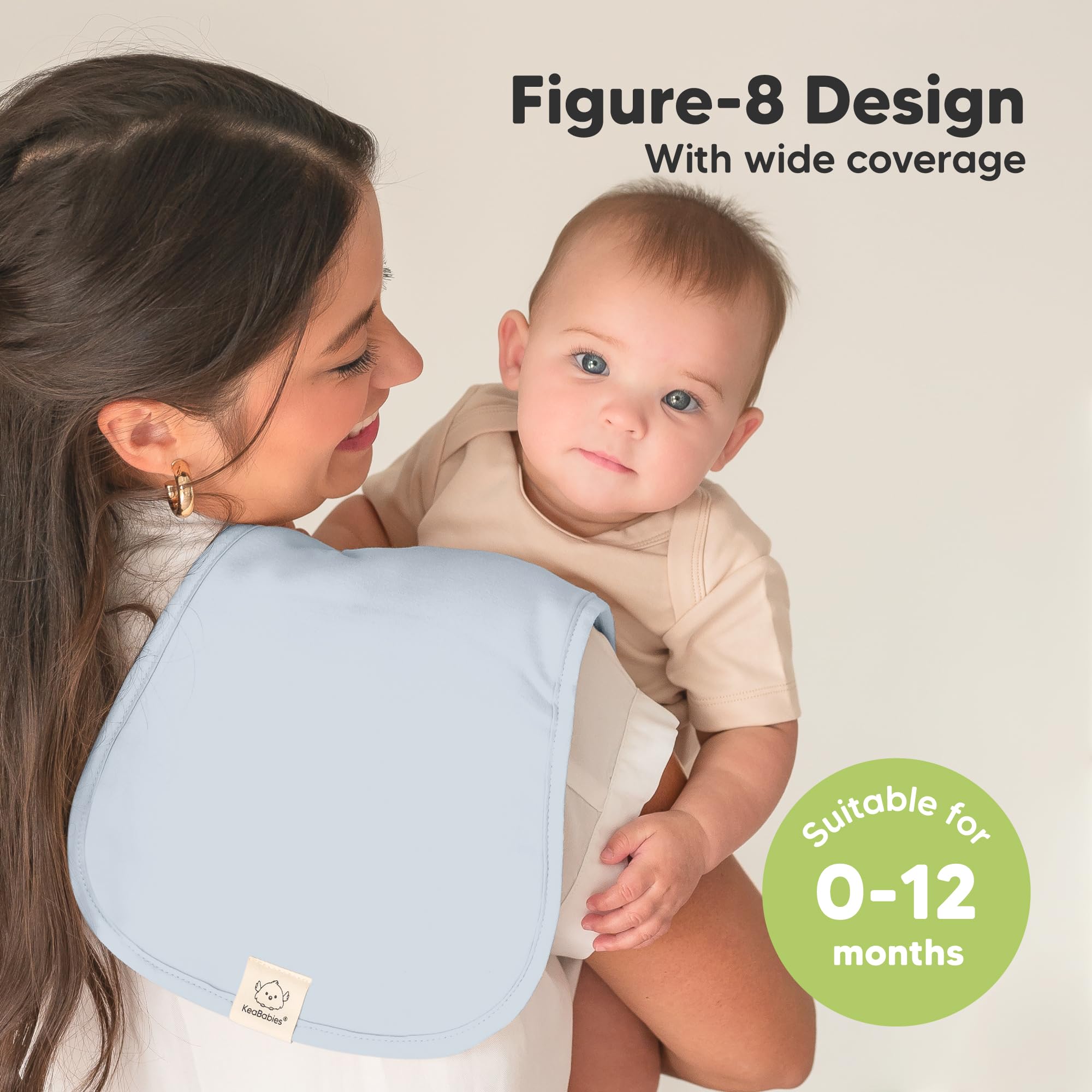 KeaBabies three-layer absorbent burp cloths for effective mess management.