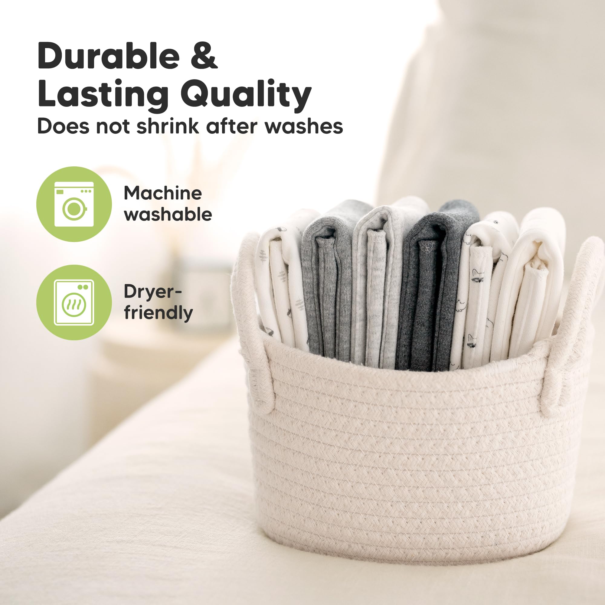KeaBabies burp cloths folded compactly for travel in a diaper bag