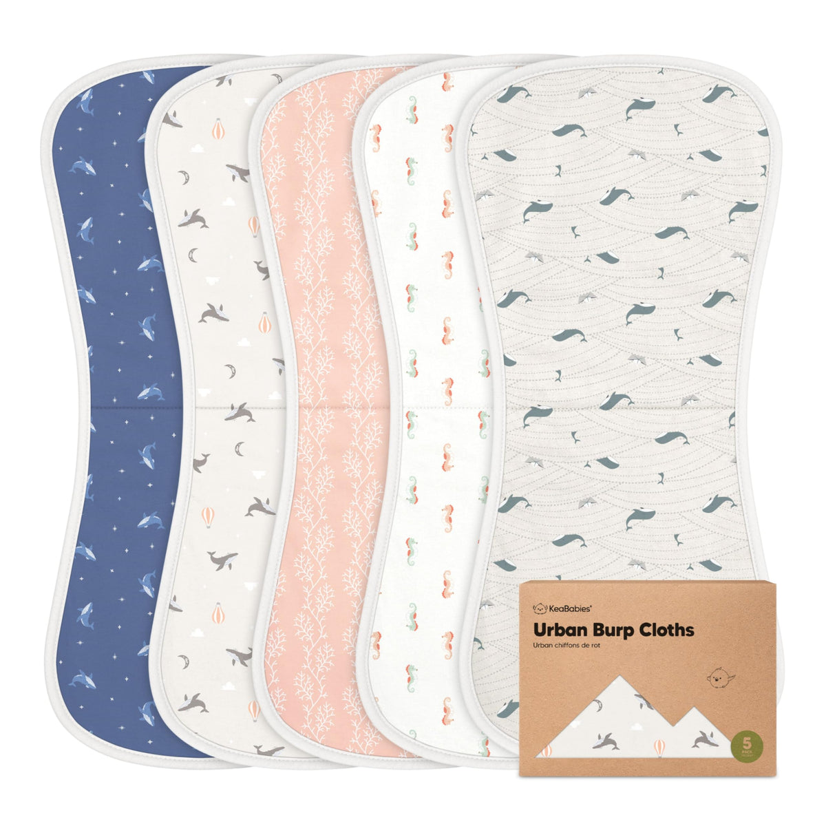 KeaBabies Organic Burp Cloths 5-pack figure-8 coverage keeps cloth on shoulder.