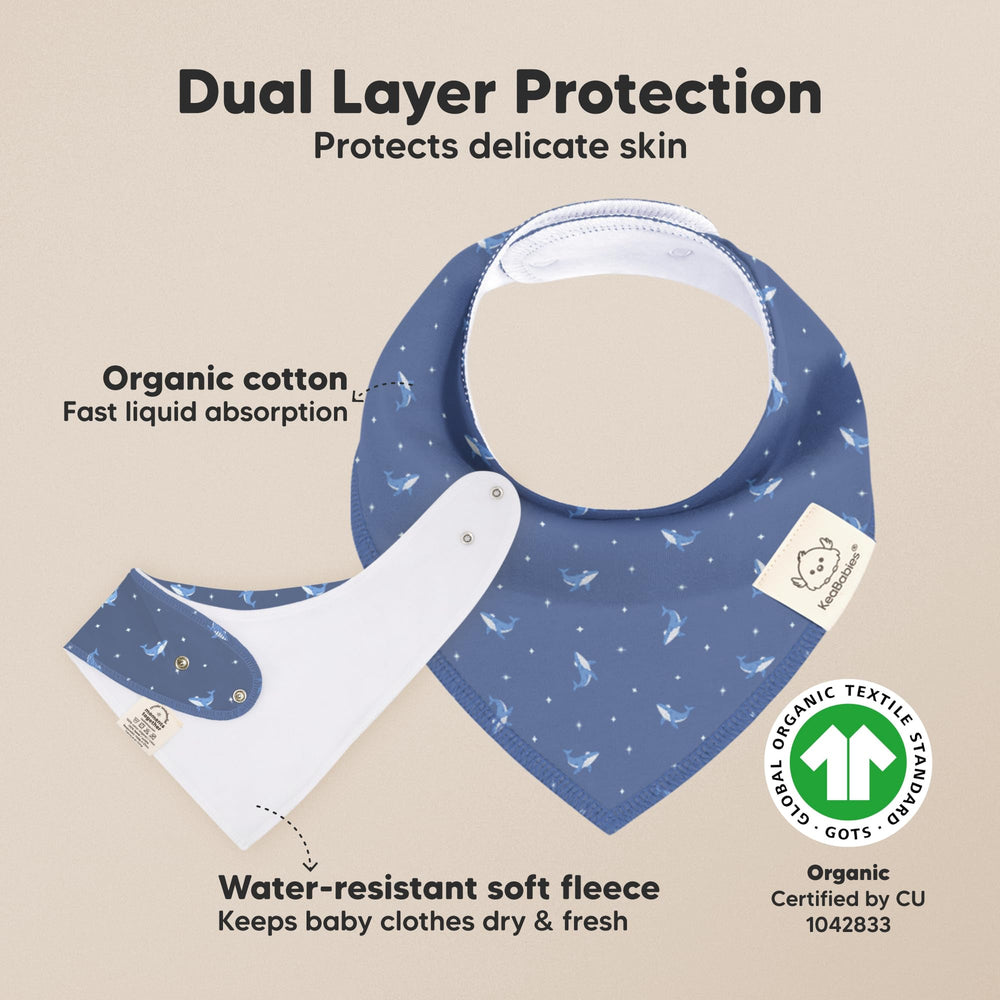 KeaBabies organic cotton bandana bib highlights ultra-soft fabric for delicate skin