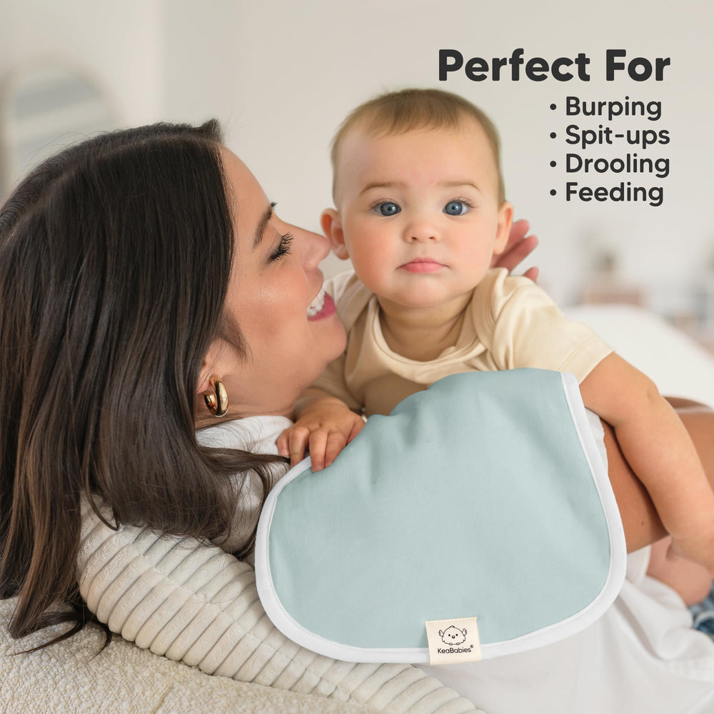 KeaBabies organic cotton burp cloths with gender-neutral design.