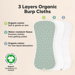 KeaBabies Soft Plush Organic Cotton Burp Cloths gentle on baby's skin.
