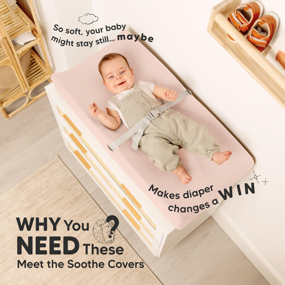 KeaBabies Organic Cotton Changing Pad Cover Cameo offers ultra-soft texture for baby skin.