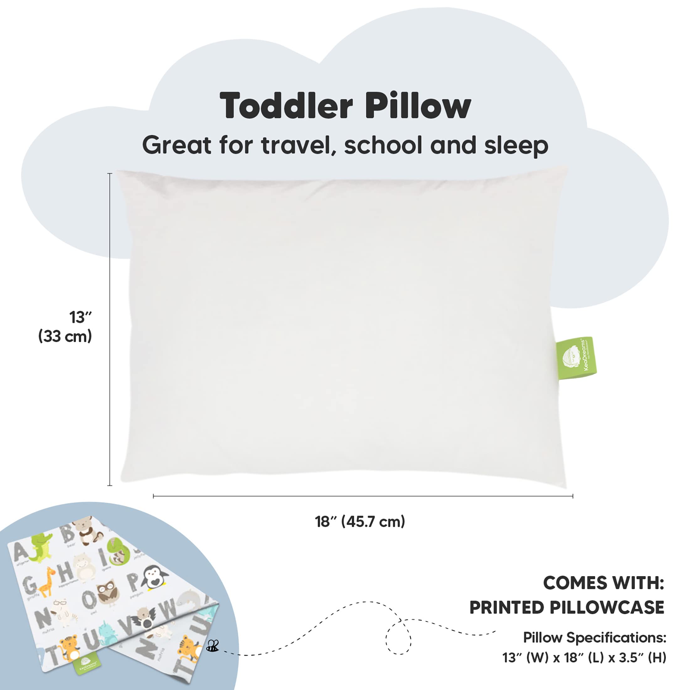 KeaBabies organic cotton pillowcover highlighting soft, breathable fabric for all seasons.