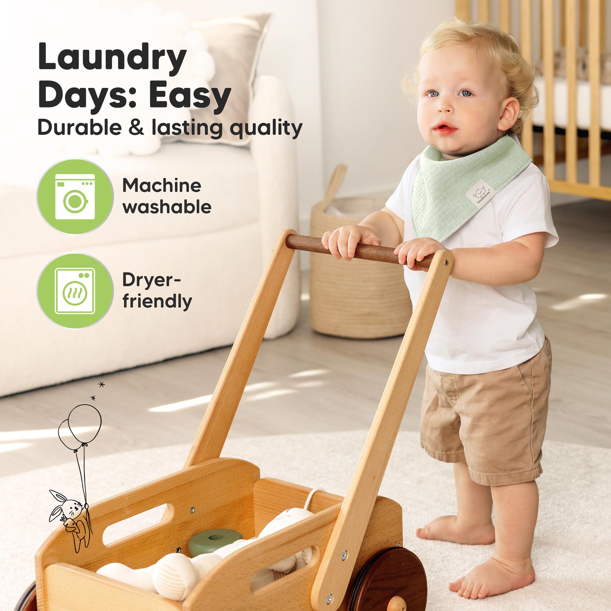 KeaBabies organic cotton Quin fabric highlights premium materials.