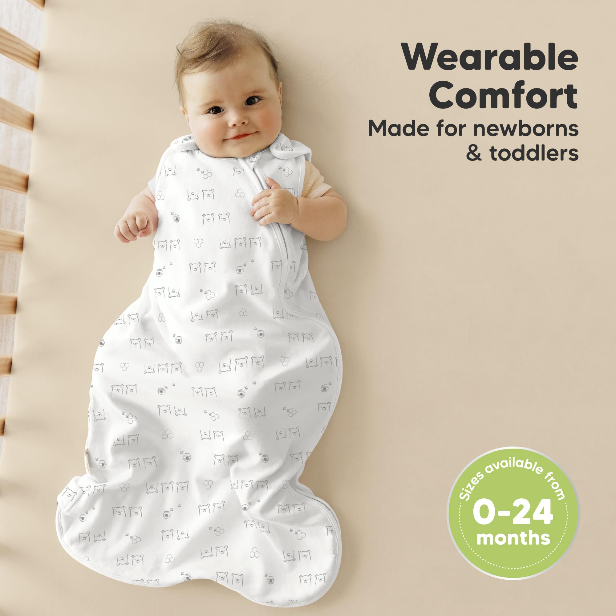 KeaBabies organic cotton sleep sack close-up showing soft, breathable fabric.
