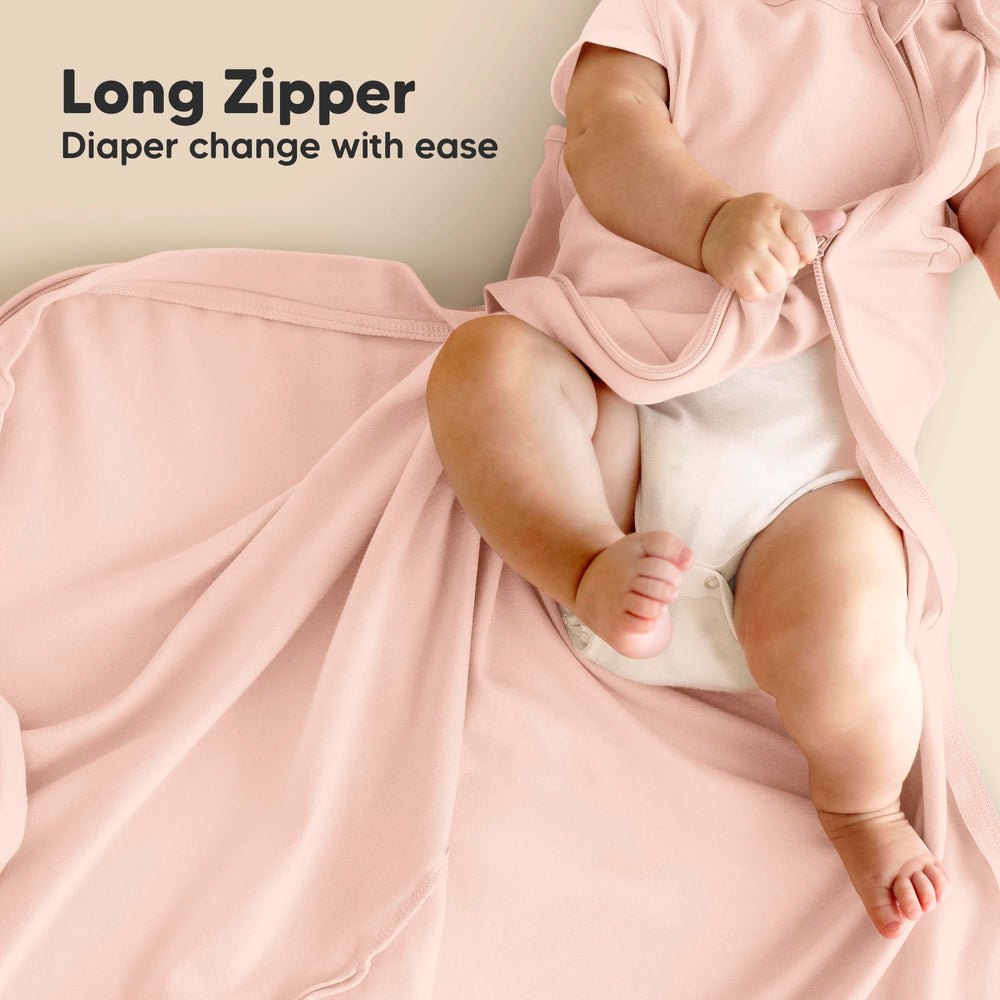 KeaBabies Organic Cotton Mist Rose sleep sack fabric close-up emphasizes breathable weave