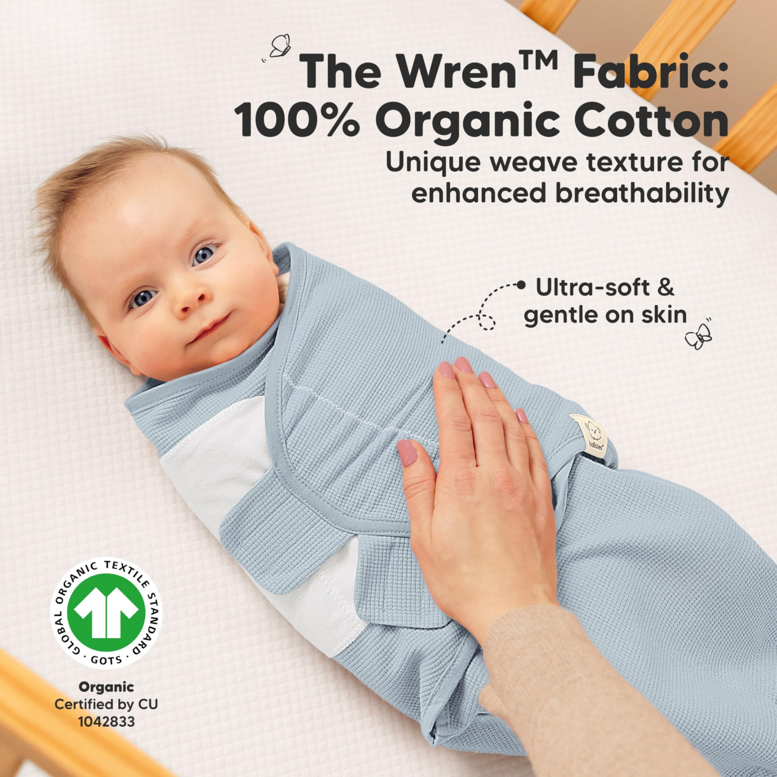 KeaBabies Organic Cotton waffle-knit fabric delivers breathable softness for baby skin.