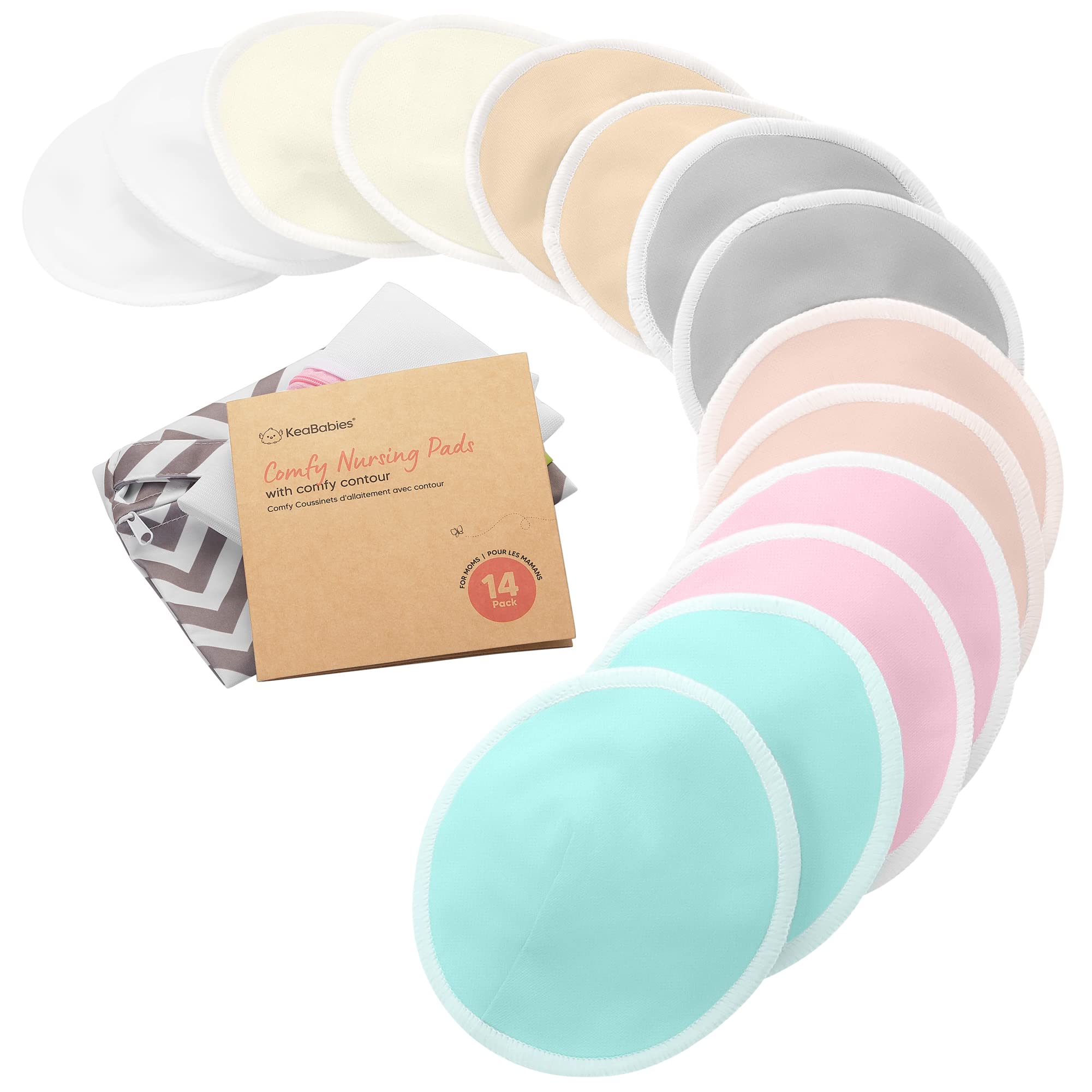 KeaBabies Organic Nursing Pads 14-pack for daily leak protection and comfort