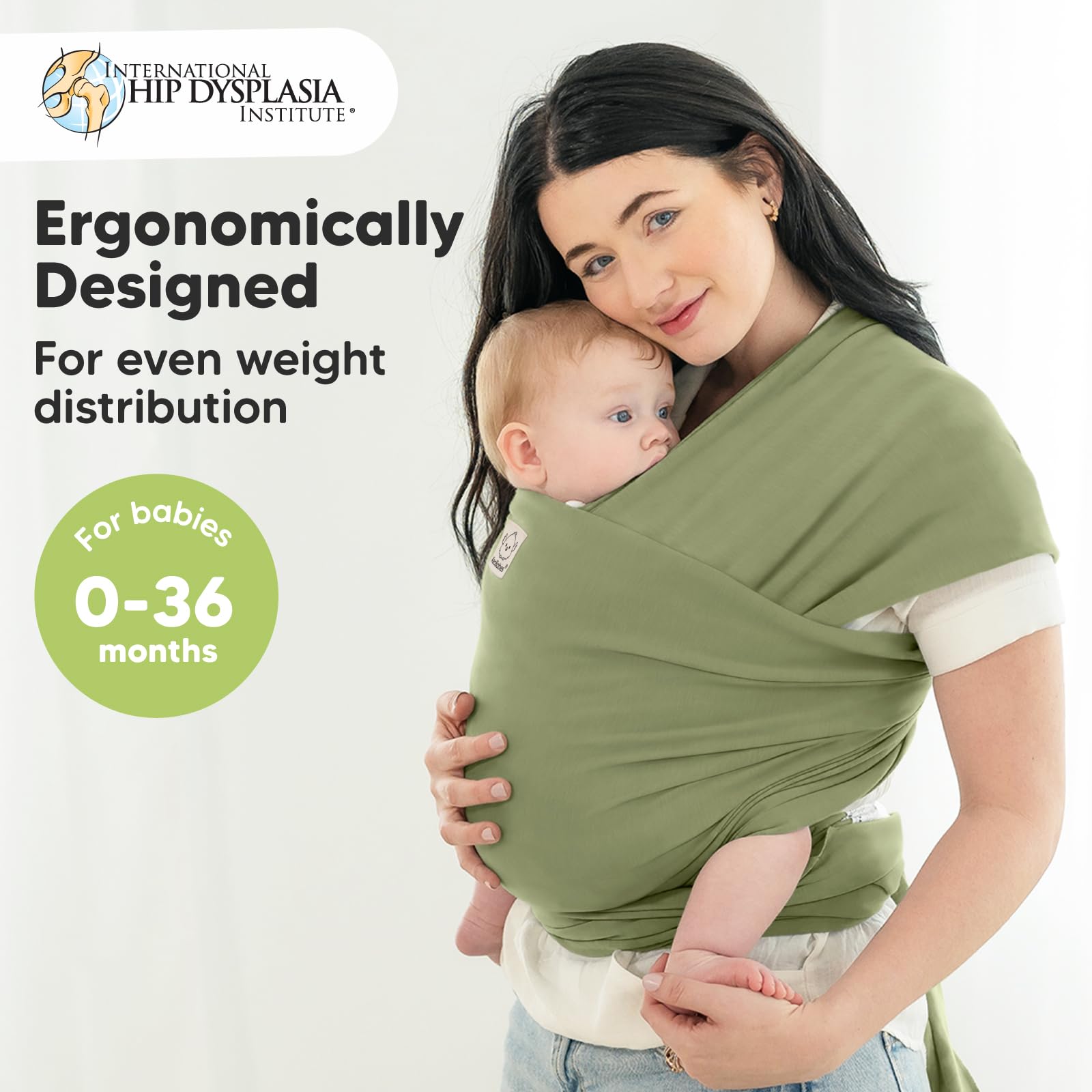 KeaBabies Original Baby Wrap snug fit provides secure comfort from newborn to toddler.