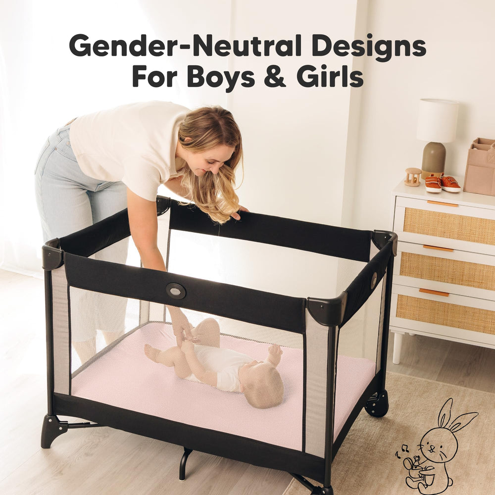Two-pack KeaBabies sheets for Pack and Play mattresses make setup quick.