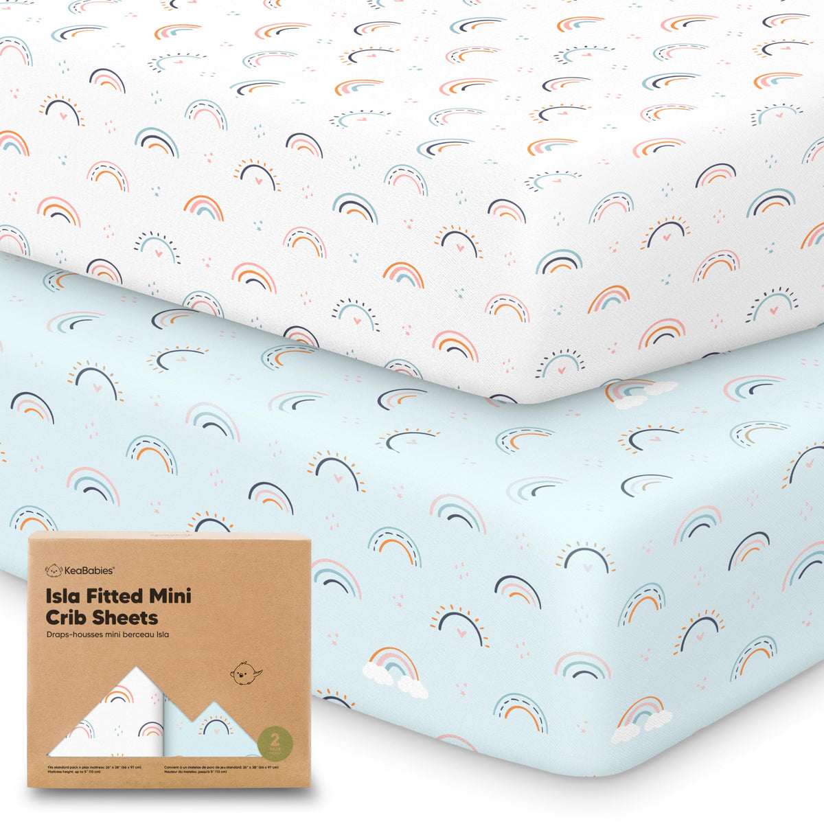 Keababies pack n play sheets 38x26 set for secure fit on portable cribs