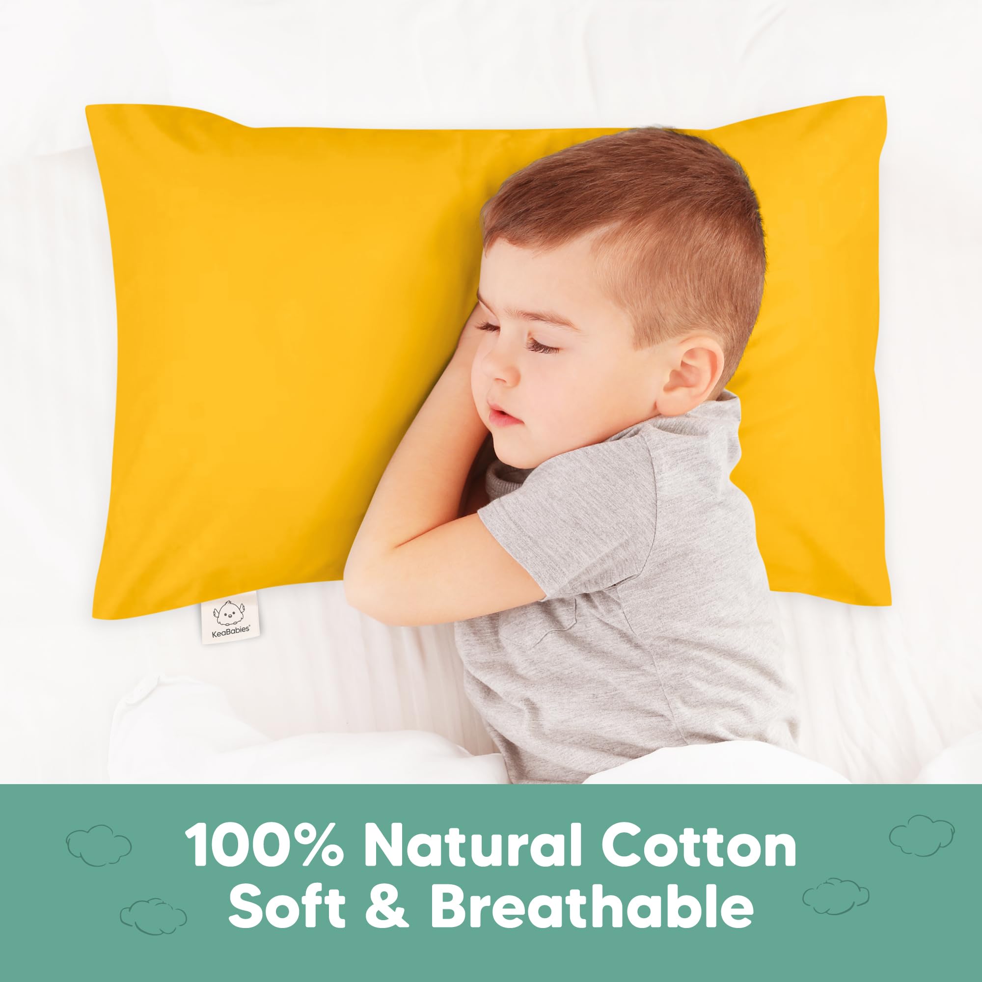 KeaBabies toddler pillowcase with envelope closure for secure fit during travel