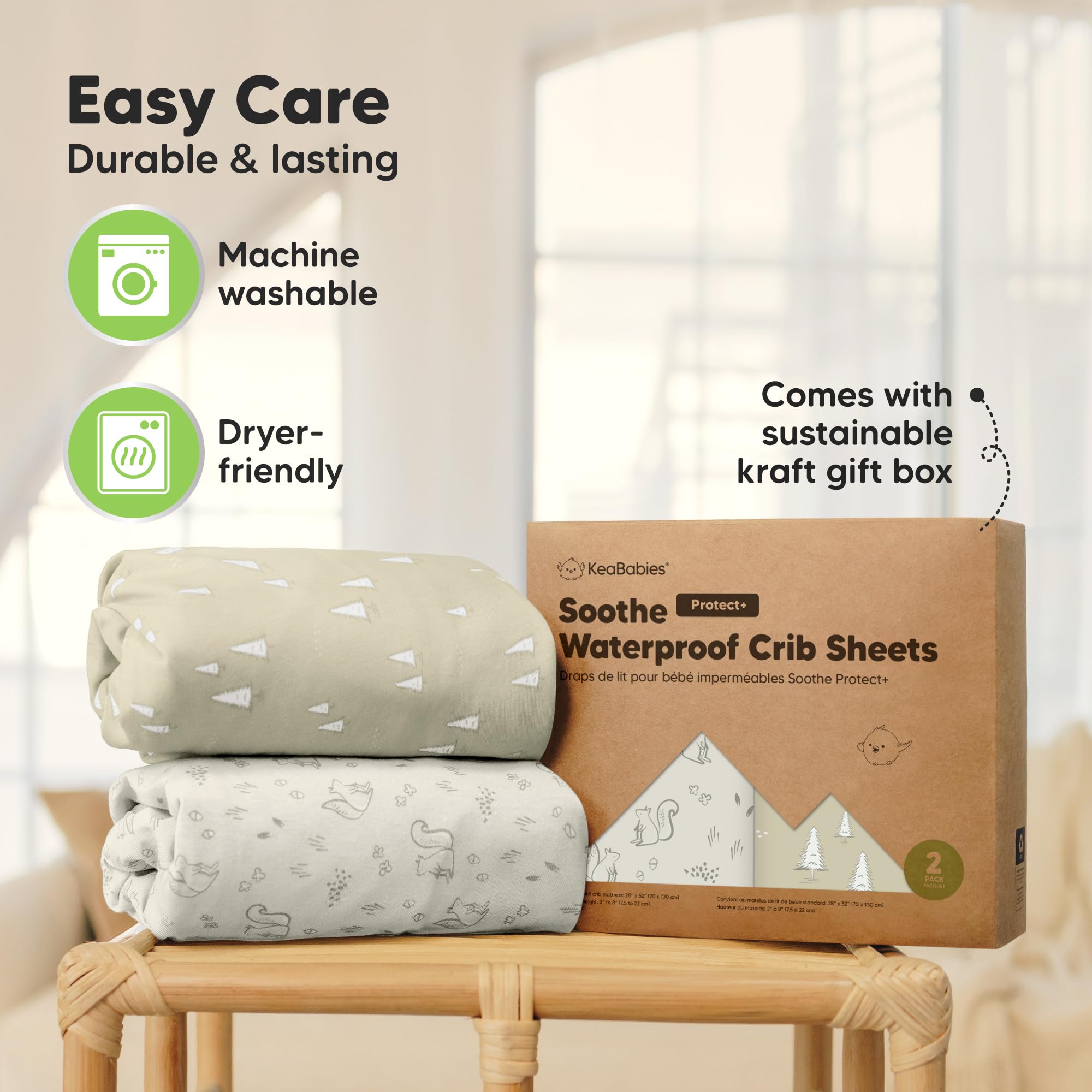 KeaBabies Pine Grove soft-texture fabric closeup ideal for sensitive skin.