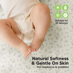 KeaBabies Pine Grove fits standard 52x28 crib mattresses for secure sleep setup.