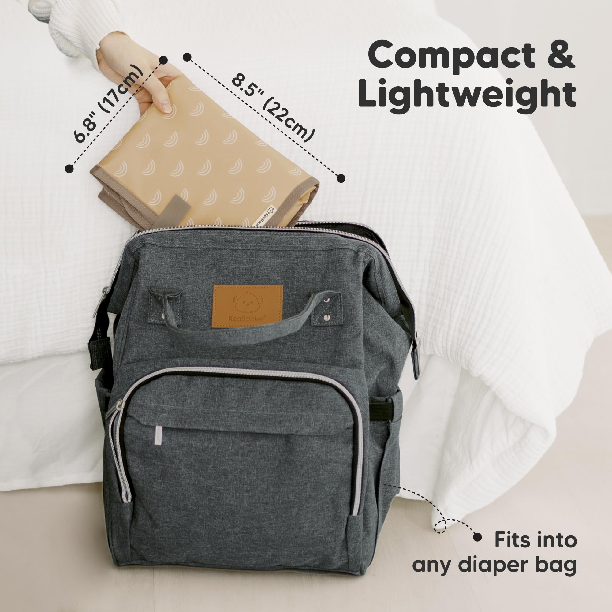 KeaBabies portable changing pad folded compact fits in diaper bag