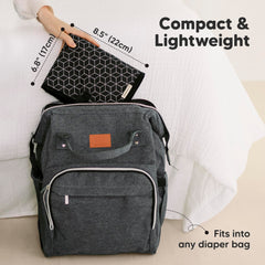KeaBabies portable diaper changing pad folded compact fits in smaller bags.