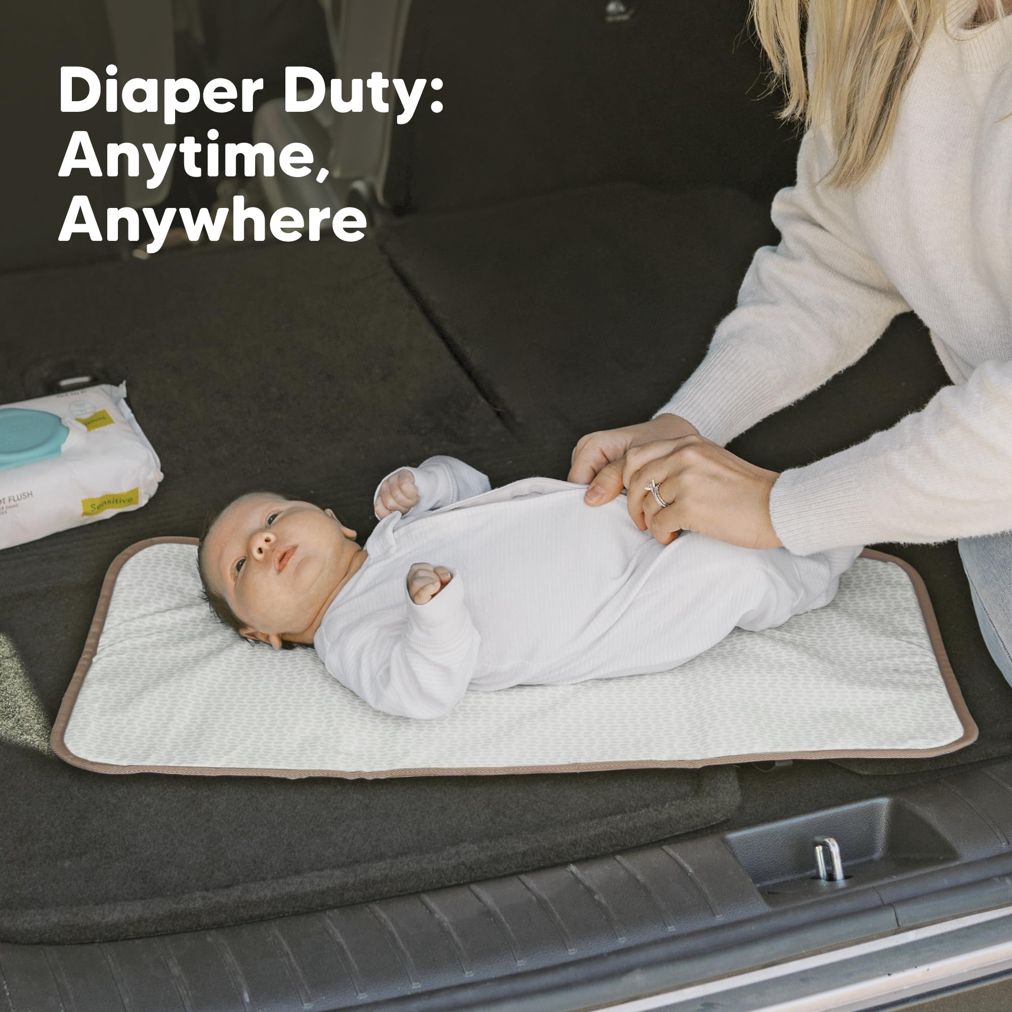 KeaBabies changing pad in public changing station protects baby from rough surfaces