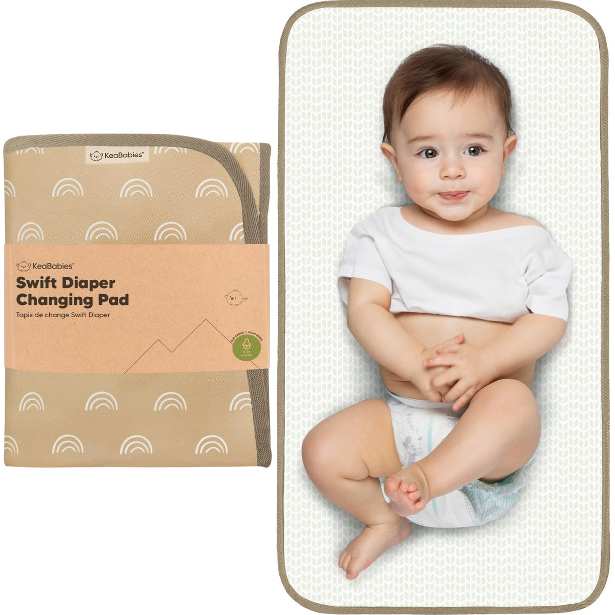 KeaBabies portable changing pad unfolded area showing spacious changing space for babies