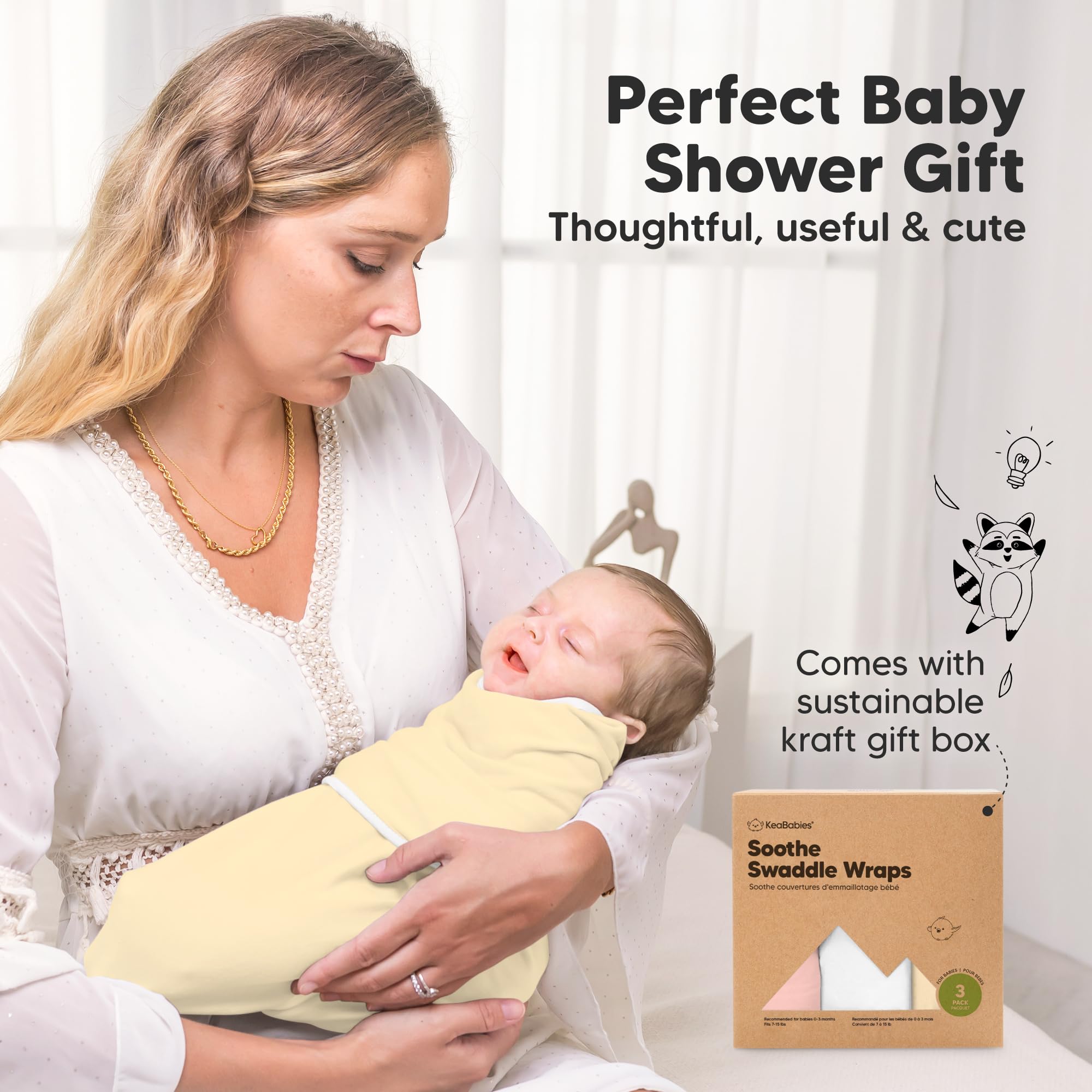 KeaBabies Portable Swaddle Daffodil, lightweight option for on-the-go care