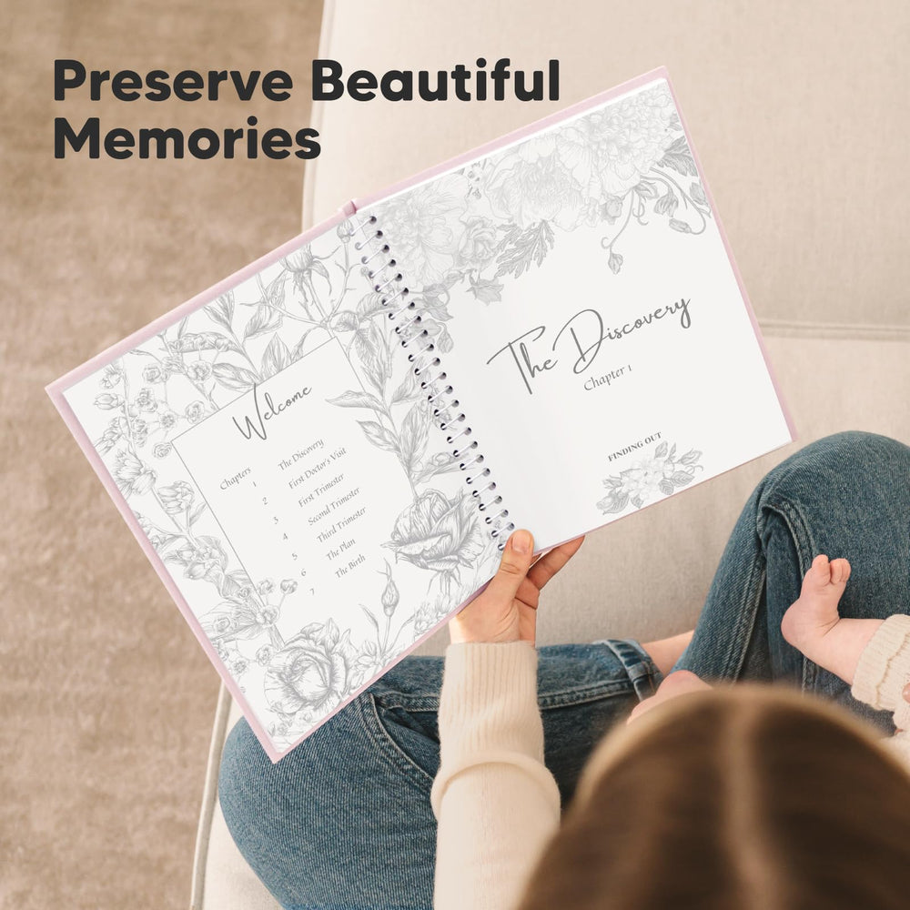 KeaBabies pregnancy journal illustrated botanicals and quotes on each page