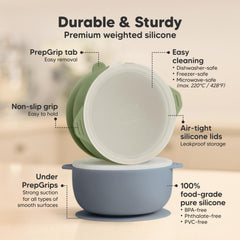 KeaBabies suction base grips smoothly to table for mess-free feeding