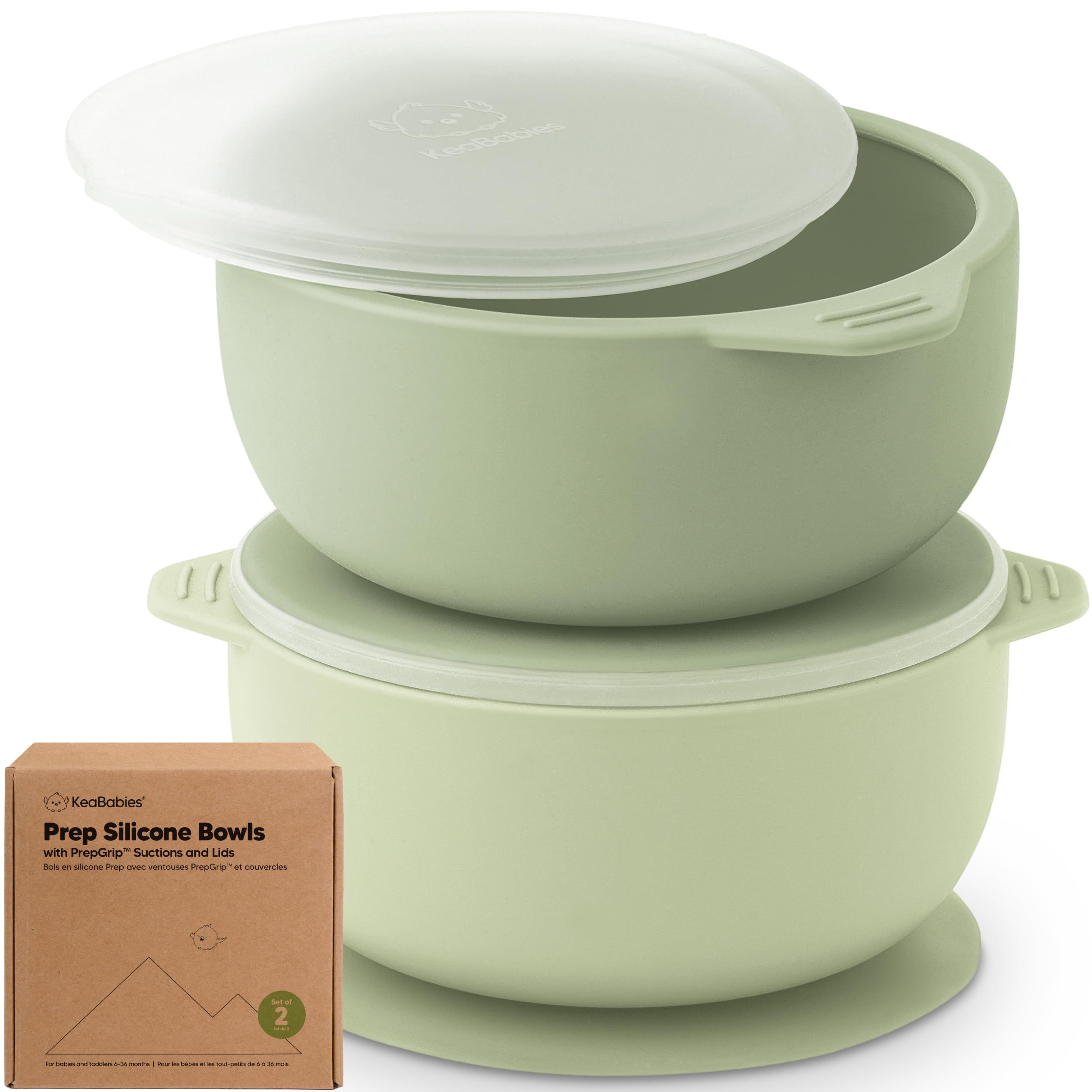 KeaBabies Prep silicone suction bowls on table with secure grip, preventing spills.