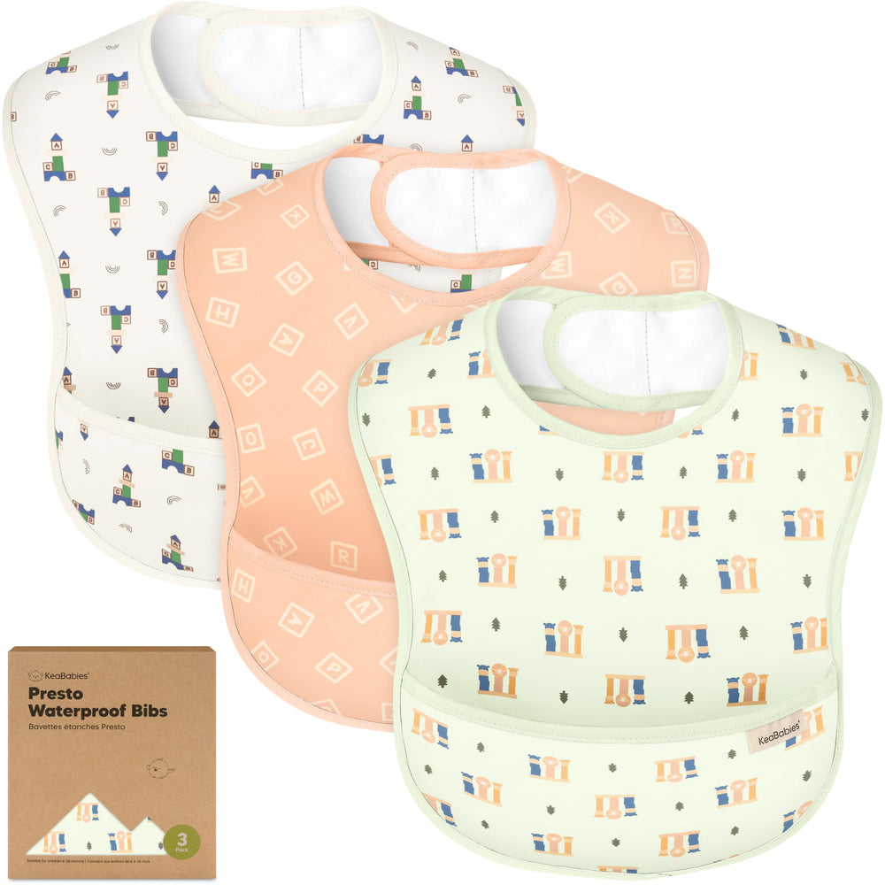 KeaBabies Presto bib with large catch pocket for mess-free meals