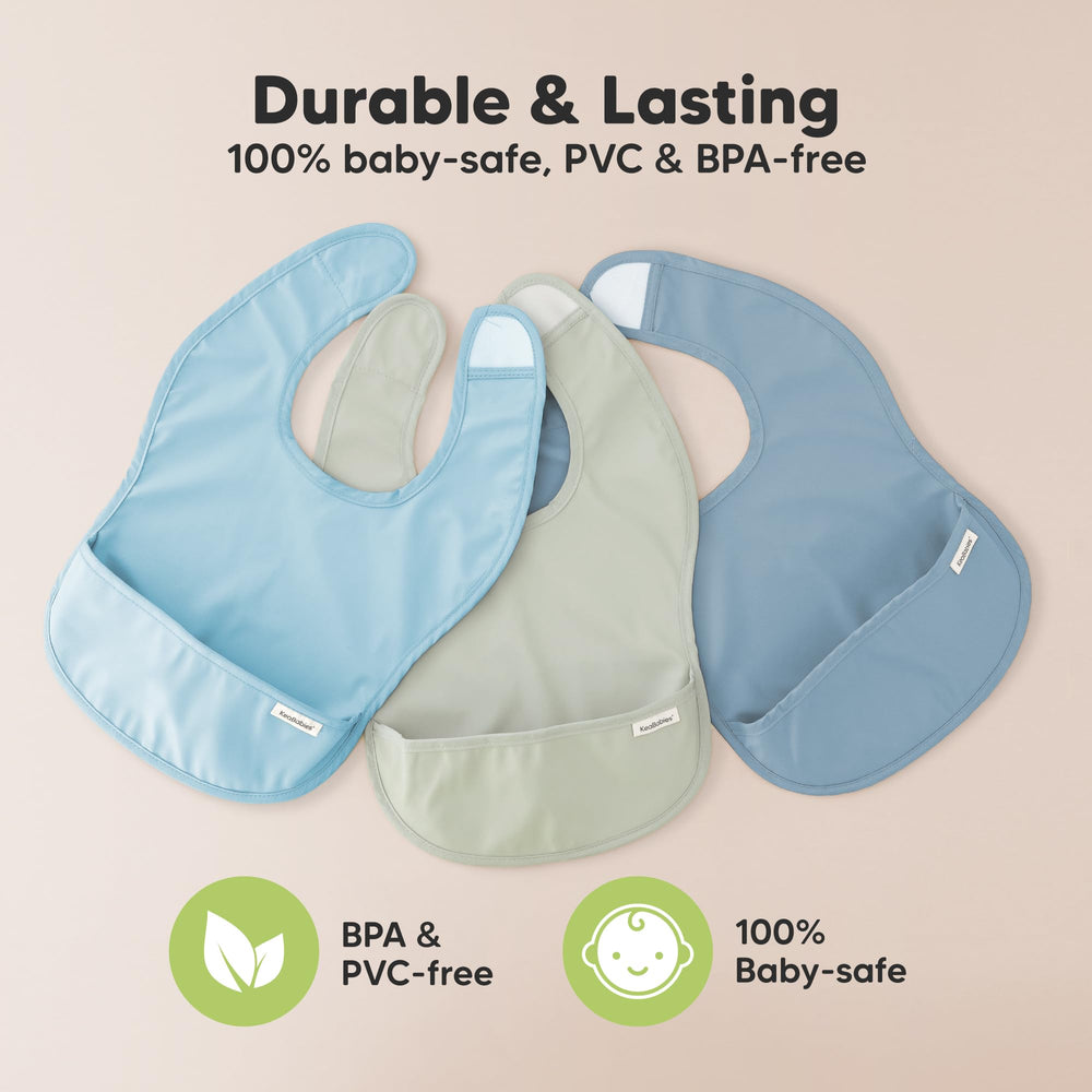 KeaBabies Presto bib fits ages 6 months to 4 years with adjustable neck.